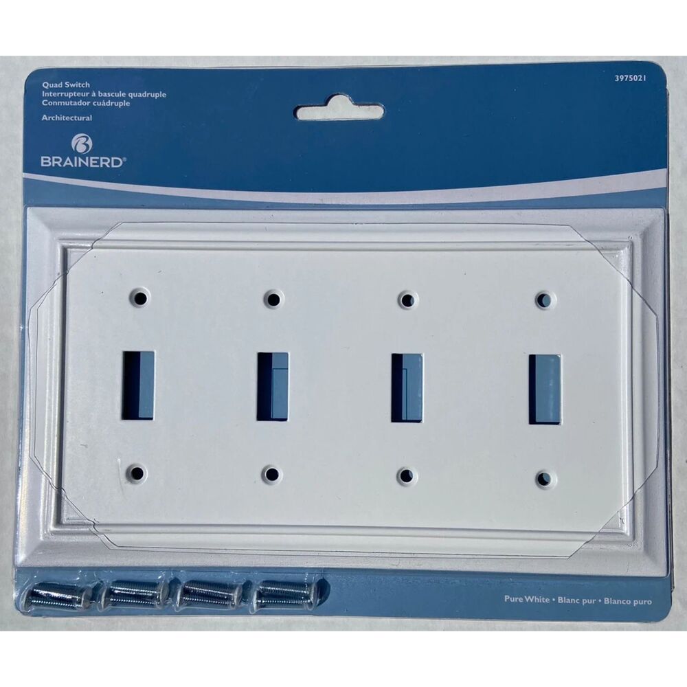 Brainerd / allen + roth W31567-PW White Wood Architect Quad Switch Outlet Cover